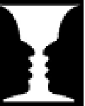 Imagen en la que se puede ver un caliz blanco o 2 caras enfrentadas de perfil en negro